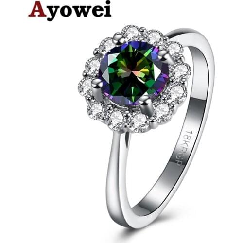 Ayowei Party Trendy Cubic Zirconia Crystal Jewelry For lady Silver Rings Size #6#7#8 JR2148A