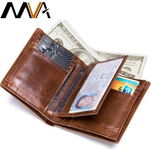 MVA Engrave Wallet Man Leather Genuine Leather Wallets For Men Short Purse Men Wallets Small Pocket Wallet Vintage Cards 7333