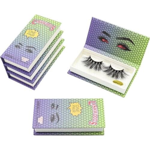 Green Blue Gradient LASHWOODS Eyelash Cases Free Lash Tray Wholesale 25MM Mink Eyelashes With Packaging Private Label Lashbox