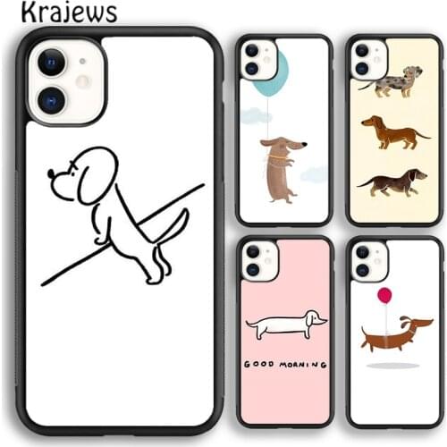 Krajews Cartoon Dachshund Sausage Dog Phone Case Cover For iPhone 5 6s 7 8 plus X XR XS 11 12 pro max Samsung Galaxy S8 S9 S10