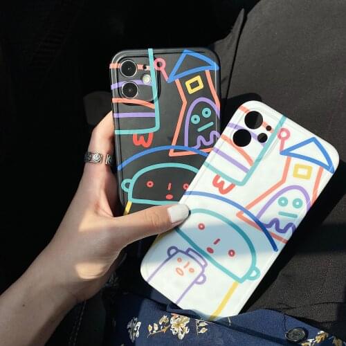 Funny Kids Drawings Case for iPhone 12 Pro Max Back Phone Cover for 12 Mini 11 Pro Max X XS XR 8 7 Plus SE 2020 Capa