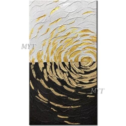 Black White And Gold Oil Painting 100% Handpainted Paintings Wall Art Home Decor Picture Modern Oil Painting On Canvas Unframe