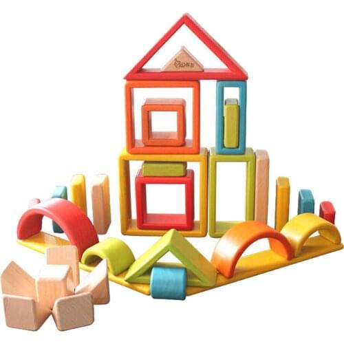 32-piece Kids Wooden Rainbow Stacking Blocks Educational Montessori Toys