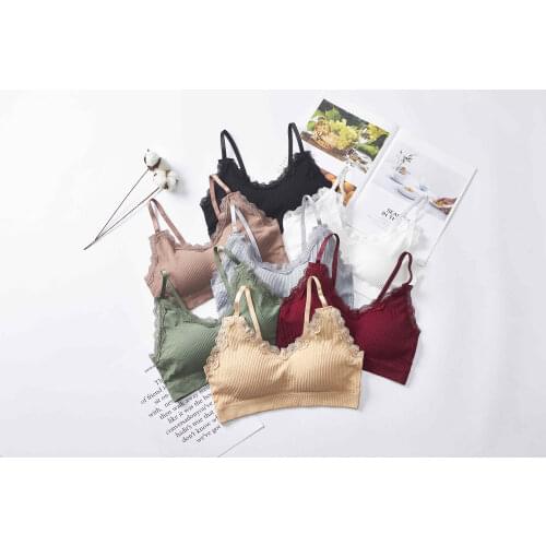 Women Lace Bra Push Up Sexy Lace Tube Top Underwear Backless Wireless Bralette Crop Top Brassiere Female Lingerie