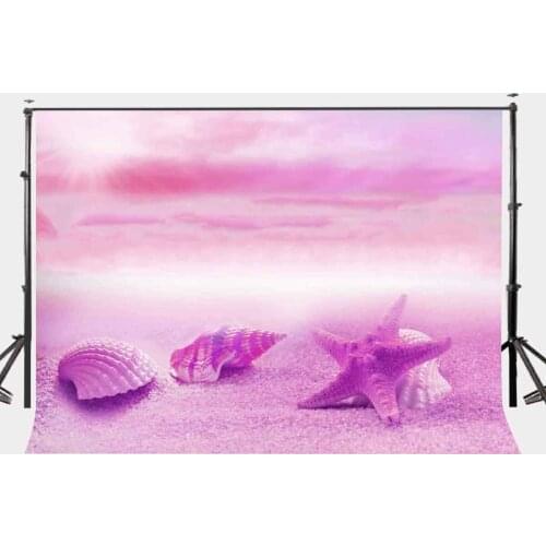 7x5ft Beach Scene Backdrop Beautiful Shells Background Ultraviolet Color Photography Background