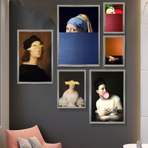 Mona Lisa Funny Art Canvas Paintings On The Wall Art Posters And Prints Classical Famous Art Pictures For Living Room Cuadros