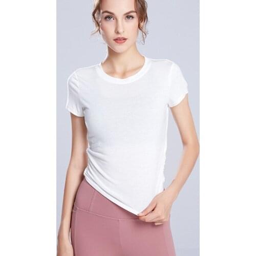 Summer Women Hollow Back Short-Sleeved Sports T-Shirt Quick Dry Breathable Yoga Top Pleated Waist Design Running Fitness Clothes