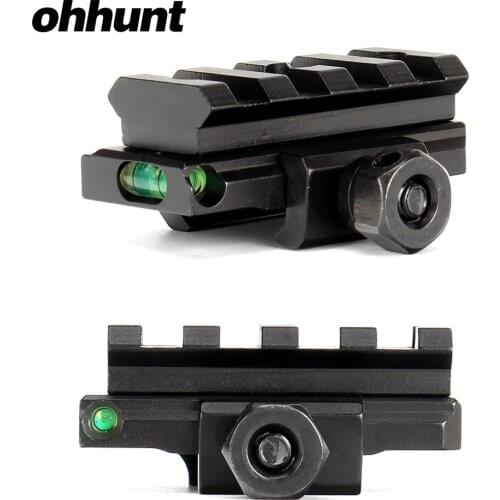 Hunting ohhunt Metal Compact Riser Mount Adapter fit AR-15 M16 Red Dot Laser Scope 20mm Picatinny Rail Base with Bubble Level
