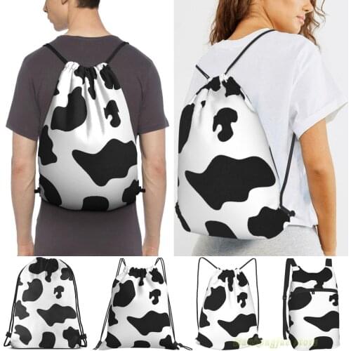 Cow Pattern Spots Animal Print Men Outdoor Travel Gym Bag Waterproof Drawstring Backpack Women Fitness Swimming Bag