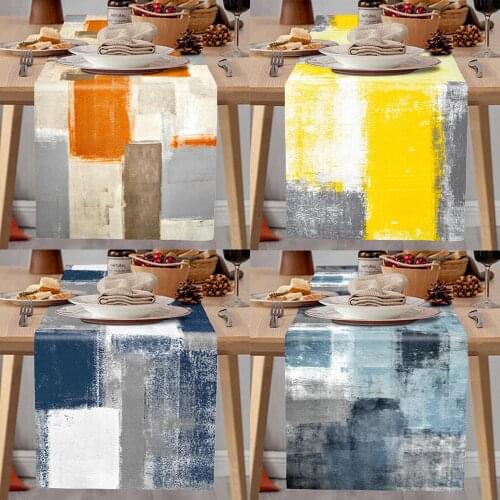 European Style Gradient Table Runner American Table Runner Home Fabric Living Room Cotton and Linen Tablecloth