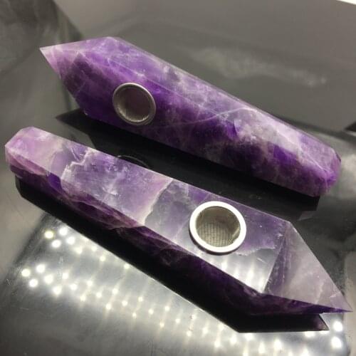 Natural Stone and crystal Fantasy Amethyst Quartz Smoking pipes Healing Wand +1 brush +3 filters