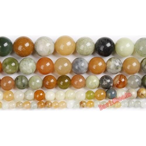 Natural Stone Flower Jades Jaspers Beads 4 6 8 10 12mm Loose Beads for Jewelry Making Charm Necklace Accessories DIY Fashion
