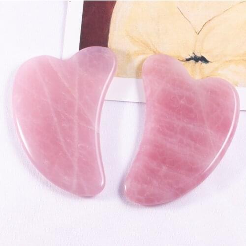 Natural Rose Quartz Gua Sha Board Body Facial Eye Scraping Plate Acupuncture Massage Relaxation Health Care