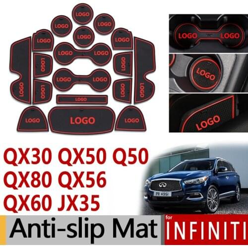 Anti-Slip Rubber Gate Slot Cup Mat for Infiniti Q50 QX30 QX50 QX56 QX80 JX35 QX60 Accessories Stickers 2010 20012 2015 2016 2018