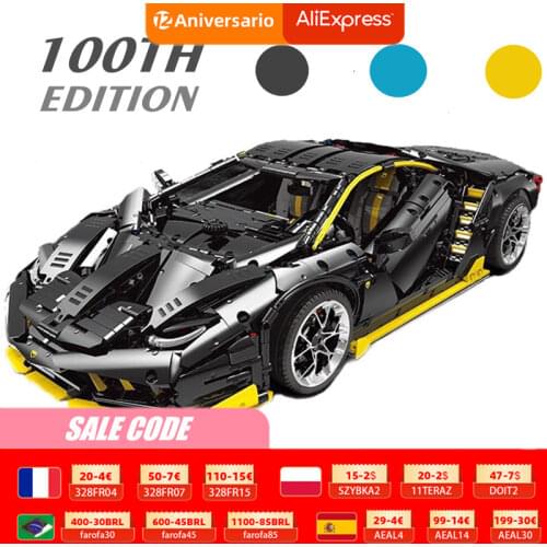 New 3899PCS Lamborghinies 100th Super Racing Centenario Car Hypercar Technical MOC-39933 Model Building Block Brick Toy Kid Gift
