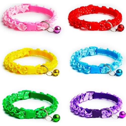 Lace Decor Cat Collars with Bell for Small Dogs Chihuahua Pet Ctue Collar for Kitten Puppy Pet Supplies for Dogs Collar MP0070