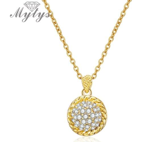 Mytys Designer Cable Collectibles Pavé Charm Necklace with Crystal in Gold Pendant Necklace Women Jewelry CN549 CN548