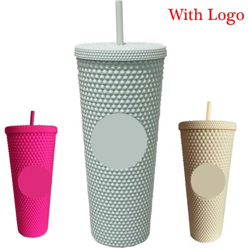 700ml/710ml Water Bottle Straw Cup With Lid With Logo Cup With Sequins Reusable Coffee Cup Changing Color Drinking Cup Portable