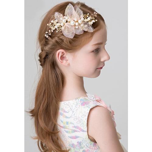 Childrens Headdress Hair Accessories Girls Princess Hair Bands Girls Hairpin Side Clip Golden Flower Hairpin