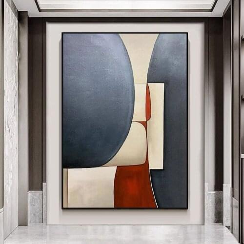 Hand painted Abstract Colors Canvas Oil Paintings Black Geometric Poster Modern Wall Art Pictures for Living Room Office Decor