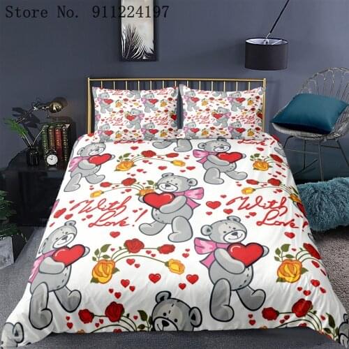 Cartoon Animal Printing Duvet Cover Home Textile Warm Bedding Set Bear Owl Quilt Cover Single Double Queen King Size For Kids