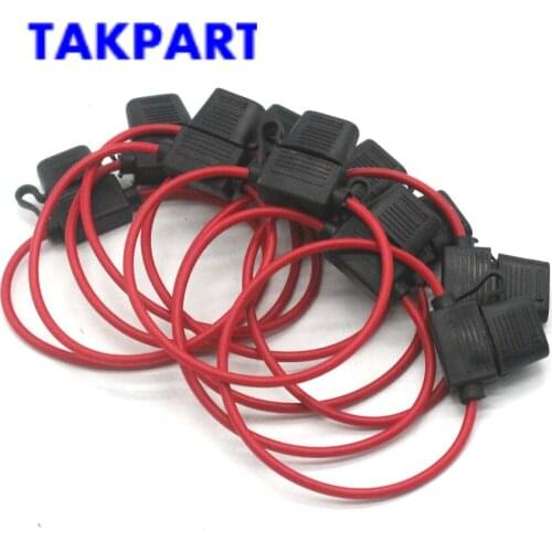 TAKPART 10 x Standard Blade Inline Fuse Holder Splash Proof DC 12V 40A For Car Bike
