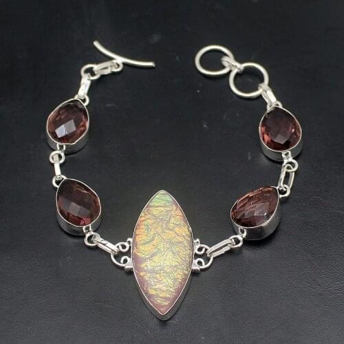 Trendy Dichroic Glass PurpleAmethyst Charms Bracelets For Women 8 inch HD167