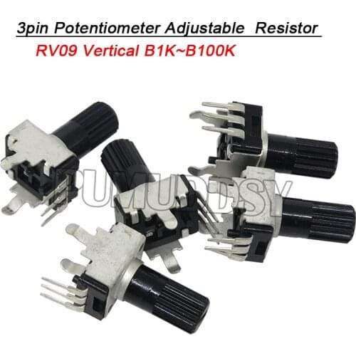 10PCS RV09 Vertical 12.5mm Shaft 1k 2k 5k 10k 20k 50k 100k 0932 Adjustable Resistor 9 Type 3pin Seal Potentiometer