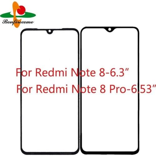 10Pcs\lot Outer Screen For Xiaomi Redmi Note 8/Note 8 Pro Front Touch Panel LCD Screen Out Glass Cover Lens Repair Replace