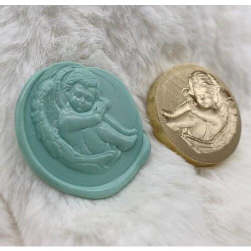 Mermaid 3D Three-dimensional Embossed Wax Stamp Little Angel Lacquer Seal Hand Account Envelope Sealing Wax Seal DIY Accessories