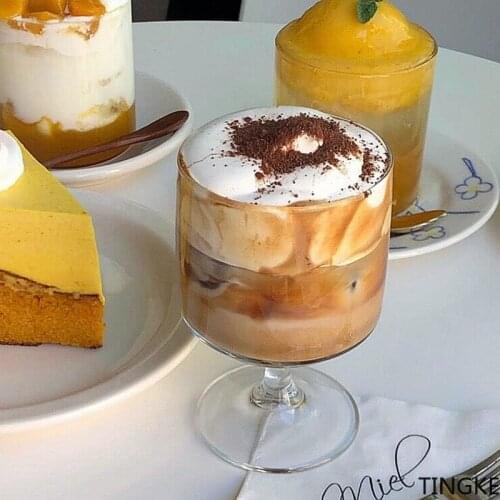 High-value cafe latte coffee cup short-footed glass pudding short-footed yogurt cup dessert cup