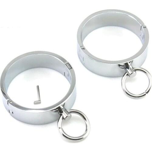 High quality metal 85mm ankle male foot bondage harness slave restraints leg irons shackles sex products erotic toys for men