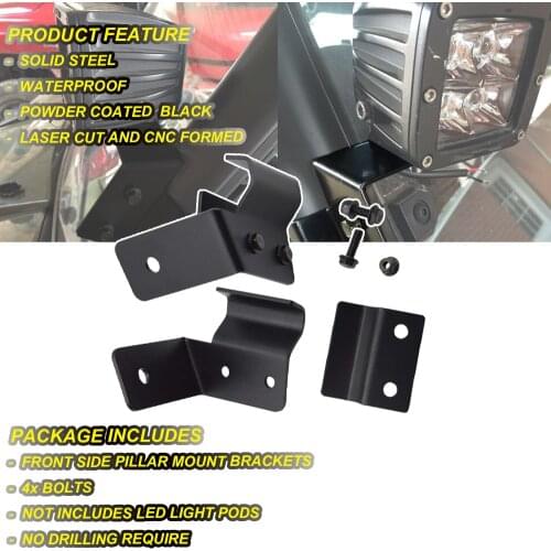 Wsen UTV Accessories Front Side Pillar Pro-fit Cage Mounting Brackets Black For Polaris Ranger XP 900 / General 2015-2021