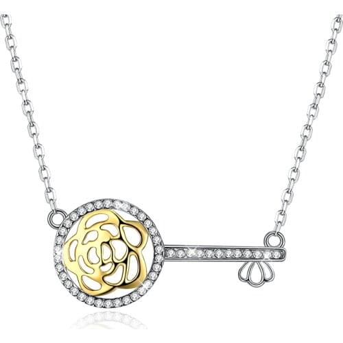 ZEMIOR 925 Sterling Silver Lucky Key Pendant Necklace For Women Perpetual Love Ladies Valentines Fine Jewelry Romantic Gift