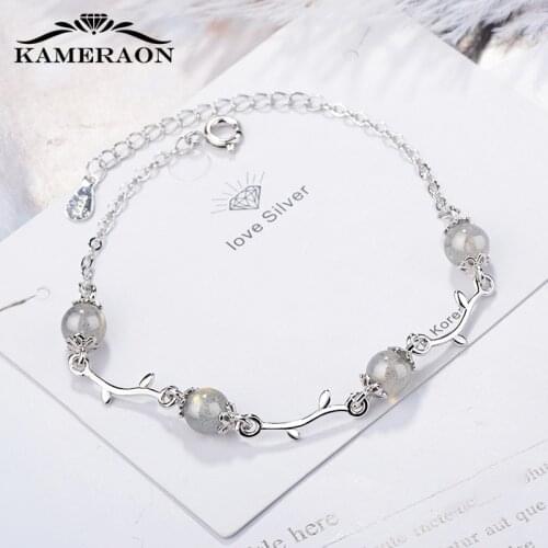 Natural Moonstone Strawberry crystal Women fashion bracelets Chain Gemstones Bracelets Lovers Memorial Day Fine Gift