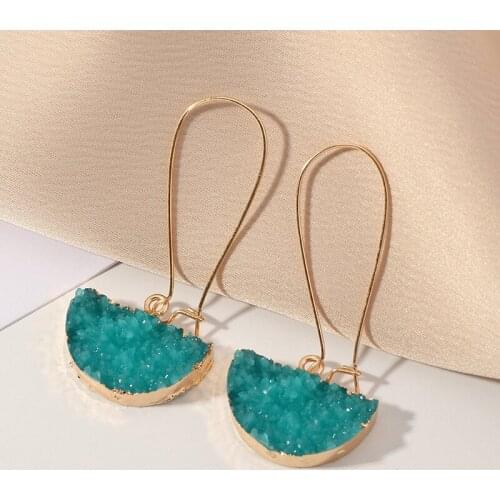 2020 trend earrings for women Unusual earrings Ins geometric design creative semicircle long pendant resin earrings