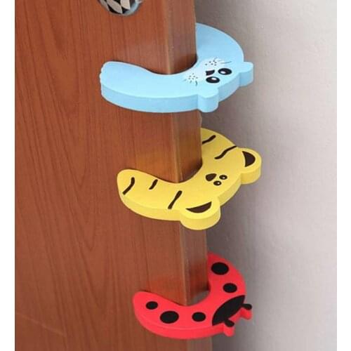 10pcs/Set Children Safety Cartoon Door Clamp Pinch Hand Security Stopper Cute Animal Baby Safety Door Stopper Clip Security