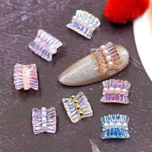 3Pcs 3D Sticker Natural Effect Elegant Resin Pearl Skirt Nail Art Tips for Girl