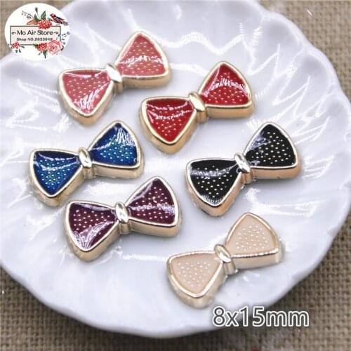 50pcs 8x15mm white/black plastic bowknot flatback decoration craft scrapbook accessories