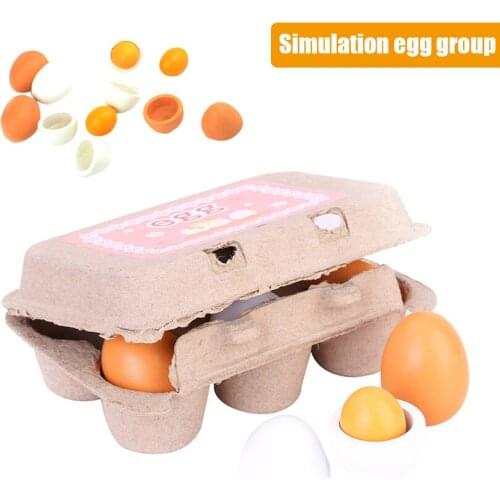 6PCS Wooden Eggs Yolk Pretend Play Kitchen Food Cooking Kids Montessori Baby Toy