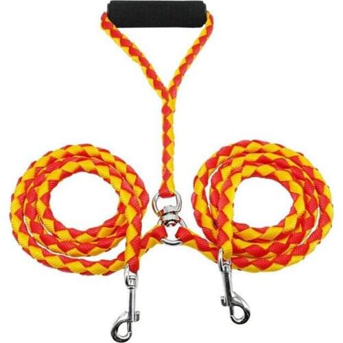 Fast Delivery)New Dog Leash Double Leads For Two Dogs 140CM Braided Tangle Free Dual Pet Harness Coupler For Walking Training