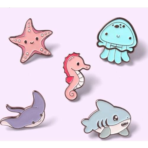 Sea Turtle Octopus Animals Enamel Pins Kids Brooches on Clothes Holiday Gift Shoolbag Badges