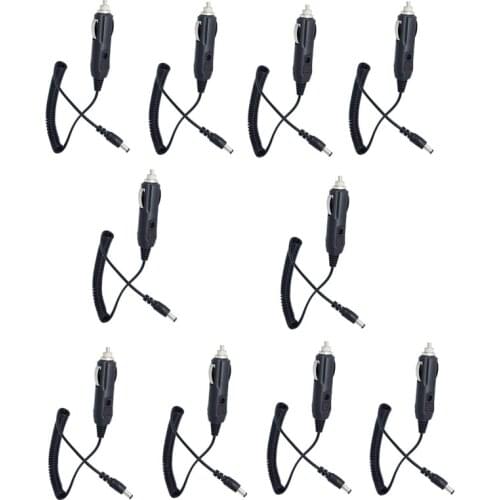 Lot 10pcs Flexible Walkie Talkie UV5R UV-5R UV-5RE DC 12V Car Power Charger Cable Fast Charging For Baofeng Radio Walkie Talkie