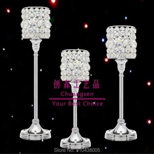 Crystal Candlesticks Pillar Glass Metal Candle Tealight Holders Lantern Home Wedding Table Centerpieces Decoration Accessories