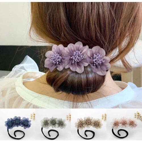 Yarn Ribbon Hair Making Tools Flower Hair Curl Bun Head Band Donut Maker Quick Messy Hairpin Foldable Hair Rope Hair Accessories