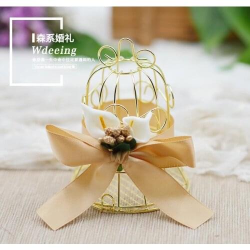 European style wedding candy box supplies creative sugar box tinplate birdcage bells beautiful wedding candy box with souvenirs