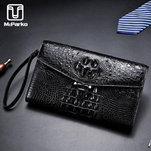 McParko Crocodile Wallet Clutch Bag Genuine Leather Wallet Men Luxury Brand Hand Clutches Businessman Card Holder Wallet Alligator Purse Handbag