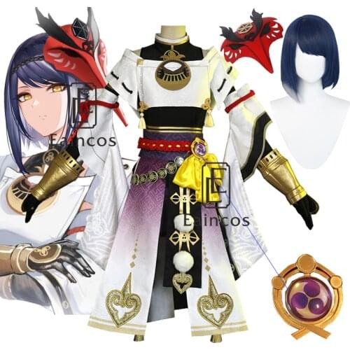 Game Genshin Impact Kujo Sara Cosplay Costume Wigs Dress Party Outfit Uniform Women Halloween Carnival Costumes