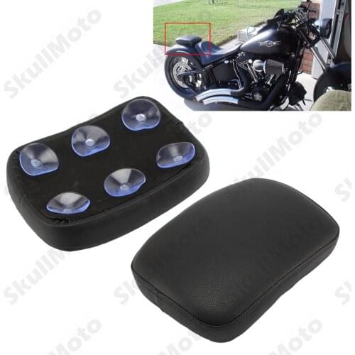 Black Rear Motorcycle Rectangular Passenger Seat Cushion 6 Suction Cups Pillion Pad Suction Seat For Harley Chopper Custom