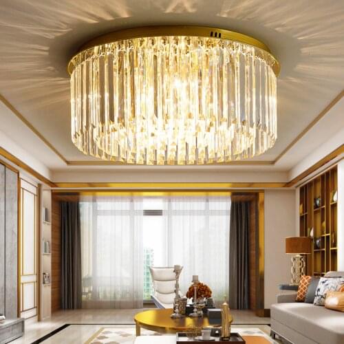 Fashion Round Ceiling Lights Home Lighting Fixtures LED Ceiling Lamp Living Room Bedroom Three-color dimmable Crystal Lustre